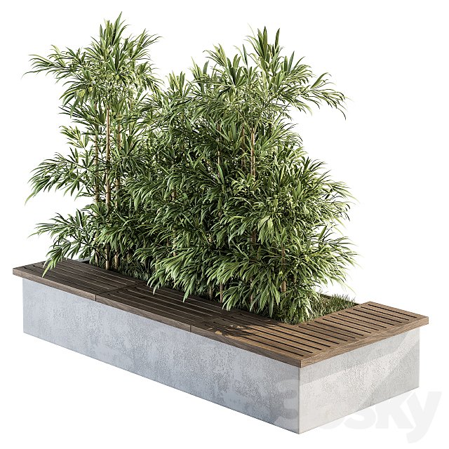 Urban Furniture / Architecture Bench with Plants- Set 11