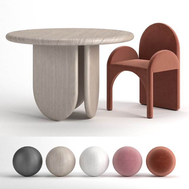 Paddle Table and Cuff arc armchair