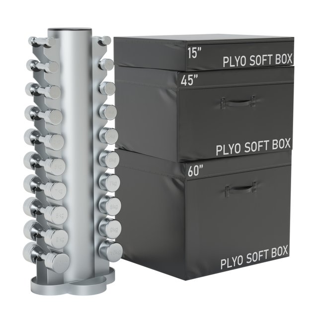 Dumbbells and jump boxes
