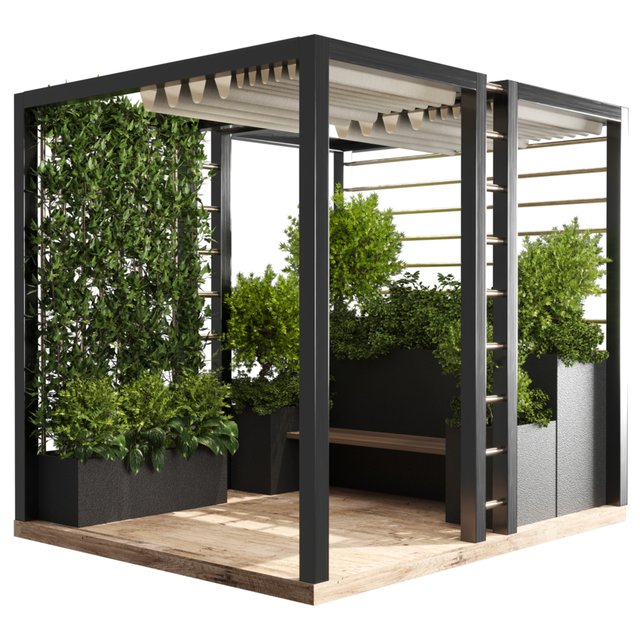 Landscape Furniture with Pergola and Roof garden 01