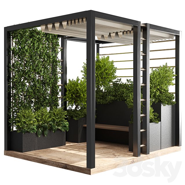 Landscape Furniture with Pergola and Roof garden 01