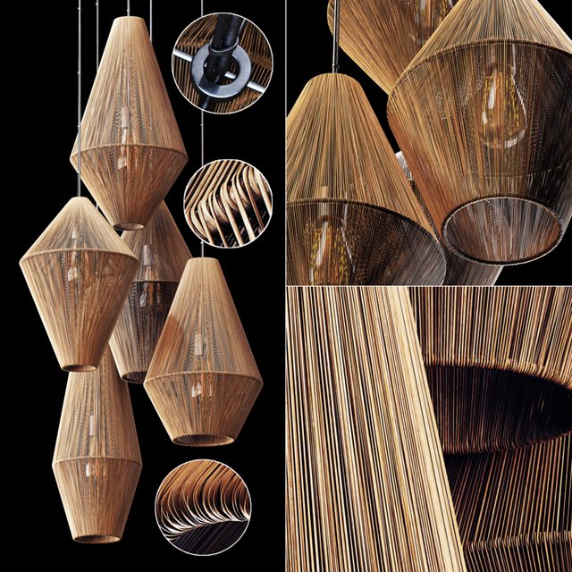 Lamp wood rattan wicker Cone n4 / Lamp wicker rattan cone No. 4