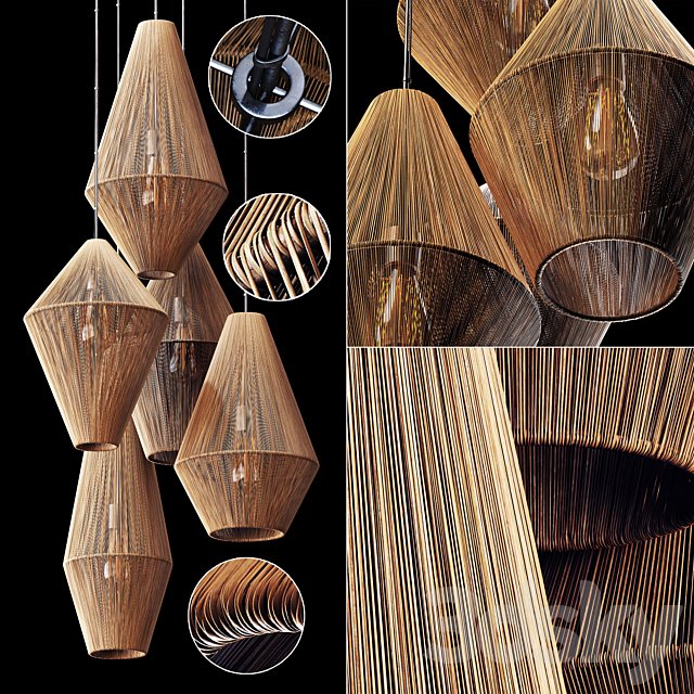 Lamp wood rattan wicker Cone n4 / Lamp wicker rattan cone No. 4