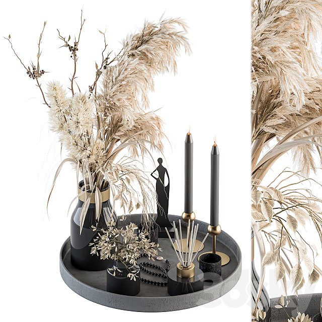 Decorative Set with Bouquet in Tray - Set 60