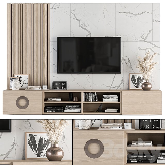 TV Wall Marble and Wood - Set 11