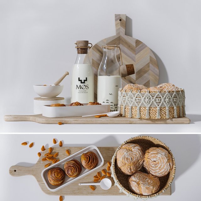 Set - Milk and homemade cakes