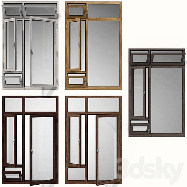 Swing stained-glass wooden windows