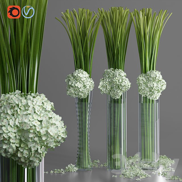 Big Hydrangea Leaf Vases Decorative Set