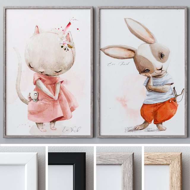 Set of framed paintings 1138
