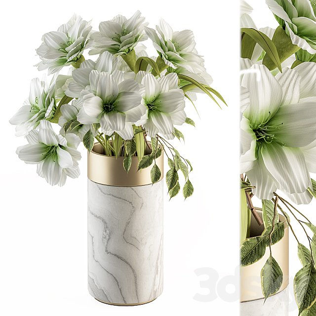 Bouquet - White Flower in Stone vase 53