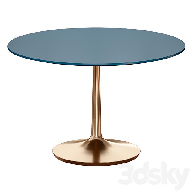 Nero 48 "Blue Lacquer Dining Table with Brass Base (Crate and Barrel)