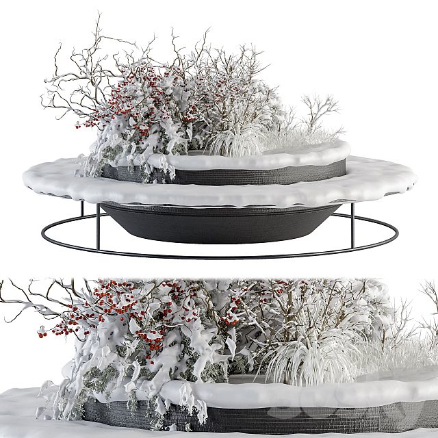 Urban Furniture snowy Bench with Plants- Set 15