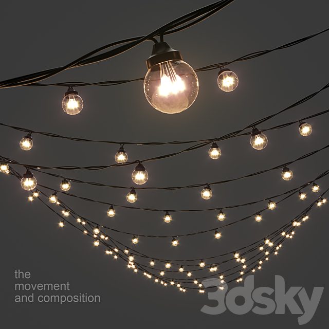 Editable Garland Galaxy Bulb String