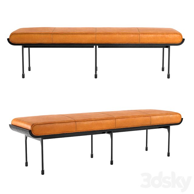CB2 Juneau Leather And Metal Bench