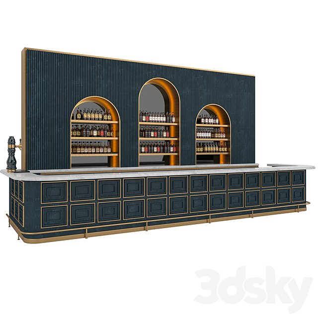 Restaurant Bar set 06 LOFT Gold & Dark Blue