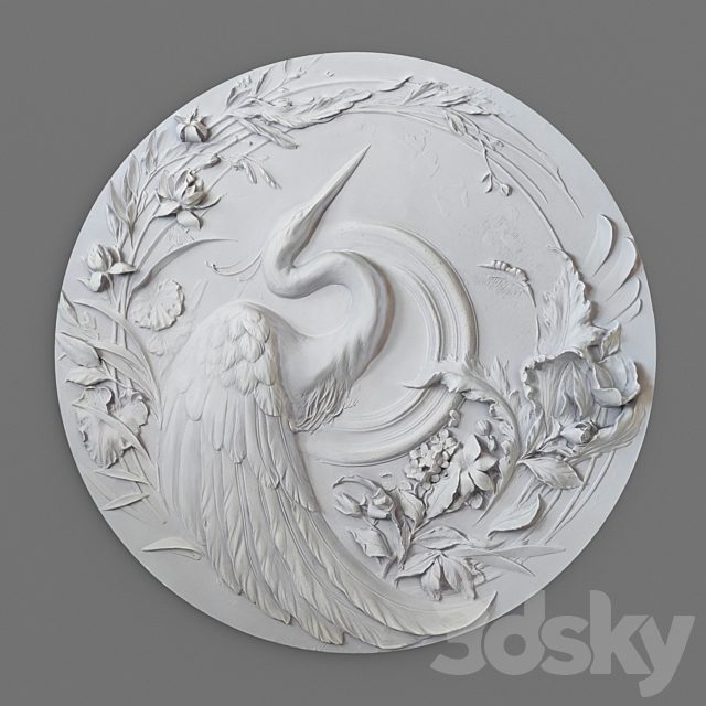 Panel with a heron bas-relief