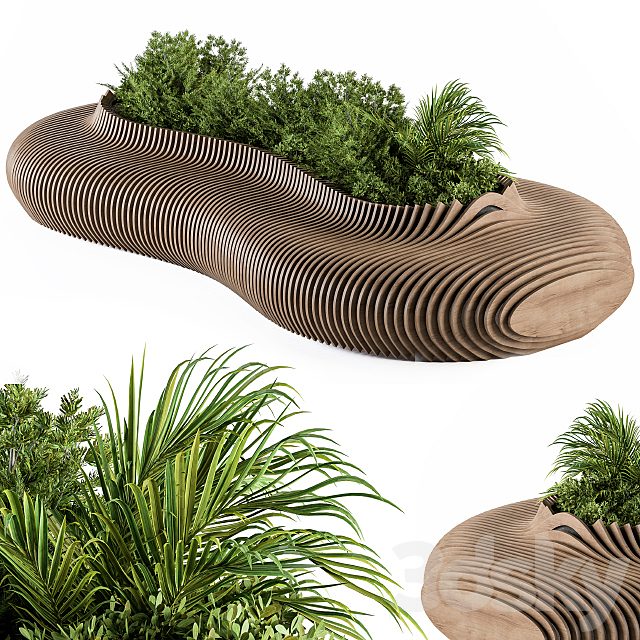 Urban Furniture / Parametric Bench with Plants- Set 22