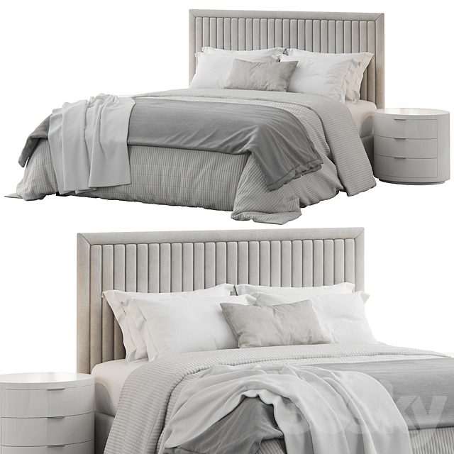 Channel Tufted Headboard Pine Queen Bed