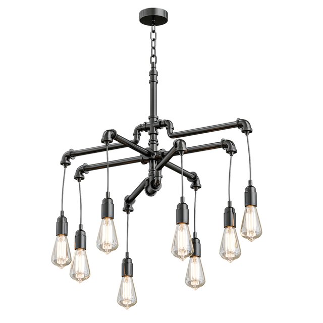 Aged Pipe Chandelier