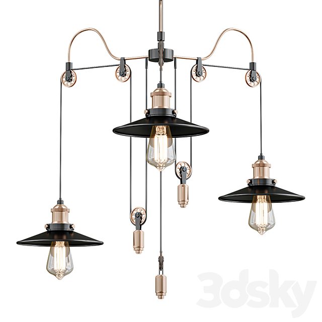 Black 3 Heads Pendant Light