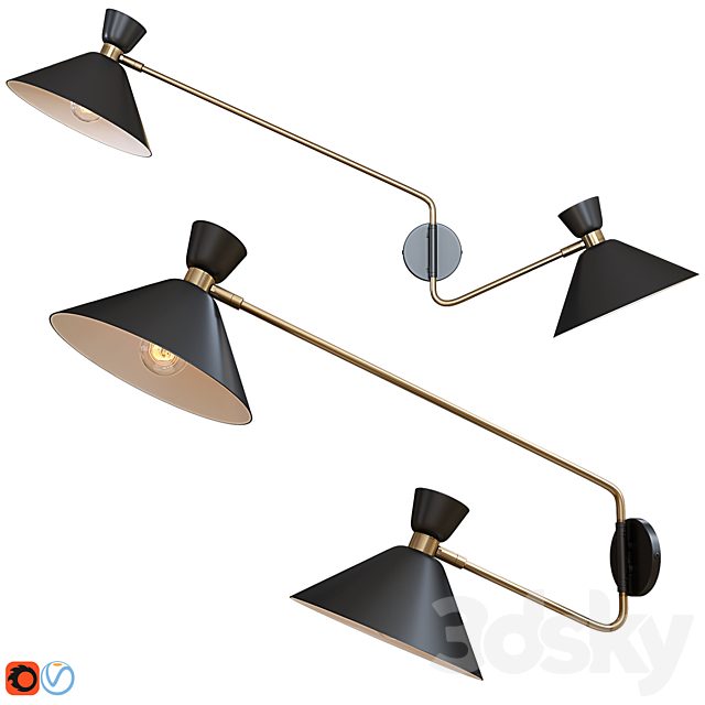 Wall lamp Zoticus 2 arms