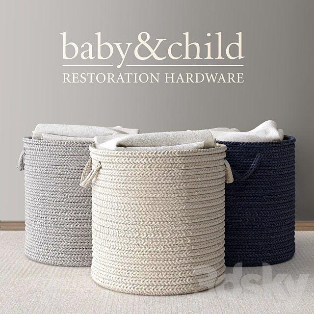 RH / BRAIDED WOOL HAMPER