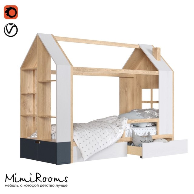 Mi-Mi crib with a rack from mimirooms.ru