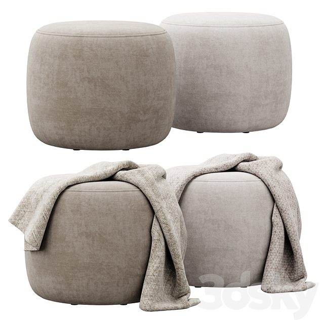 Wide Velvet Round Footstool Ottoman by Gardeco
