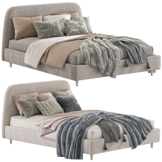 Bed Oatmeal Raelynn Upholstered Bed