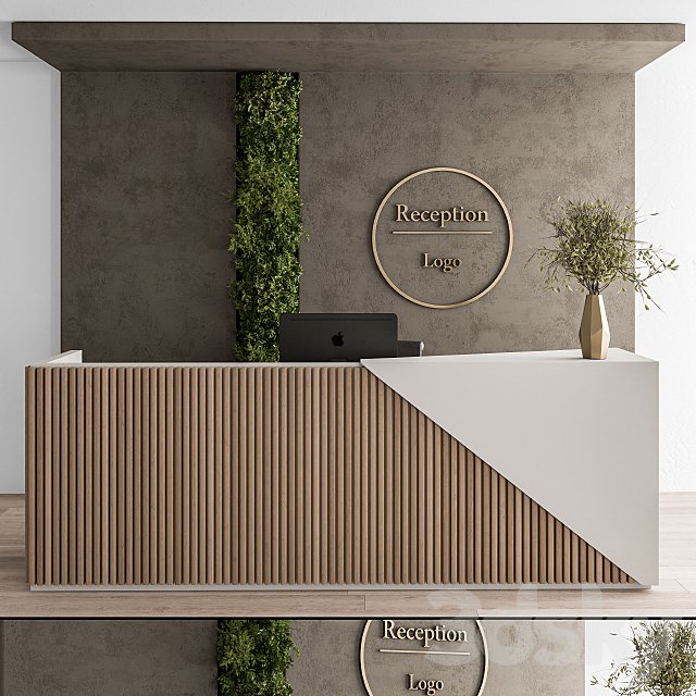 Reception Desk and Wall Decoration - Set 08