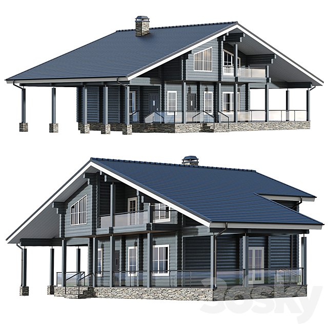 Glued laminated timber house with carport and large terrace