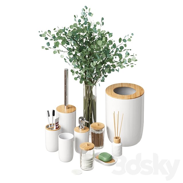 Bathroom decor with eucalyptus branches