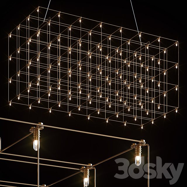 QUASAR UNIVERSE SQUARE TRIPLE SUSPENSION LAMP 87,5 cm