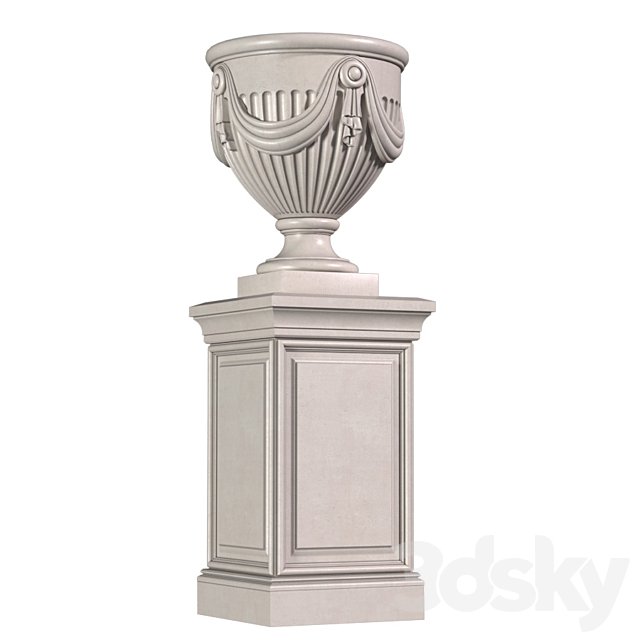Classic vase on a pedestal for decorating the facade .Classic outdoor vase