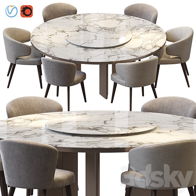 MORGAN MARBLE TABLE AND ASTON DINING CHAIR