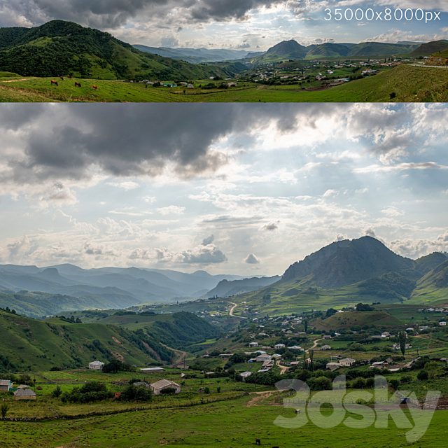 Mountain village. Panorama 35k