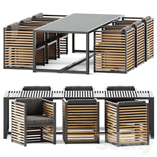 Outdoor Table and Armchair Dna teak by Gandia Blasco / Outdoor furniture