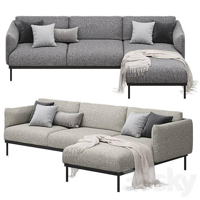 Ikea Äpplaryd Epplaryd 3-Seater Sofa with Chaise Longue Leide