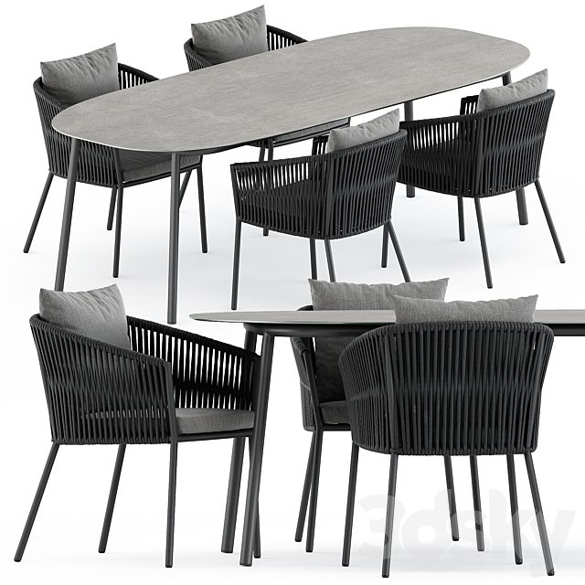 Porto Dining Chair by burkedecor and Tosca table by Tribu