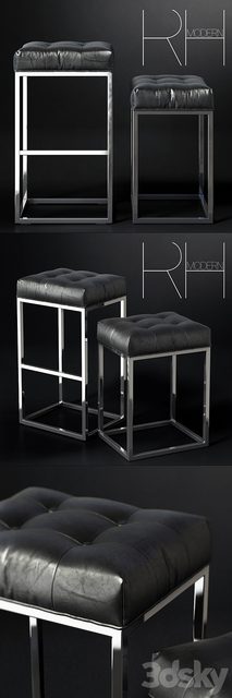 RH / REESE TUFTED LEATHER STOOL
