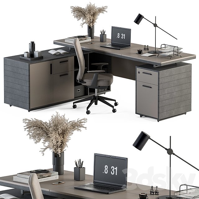 Boss Desk Cream and Black - Office Furniture 255