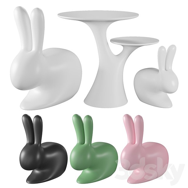Qeeboo Rabbit Chair and Rabbit Tree
