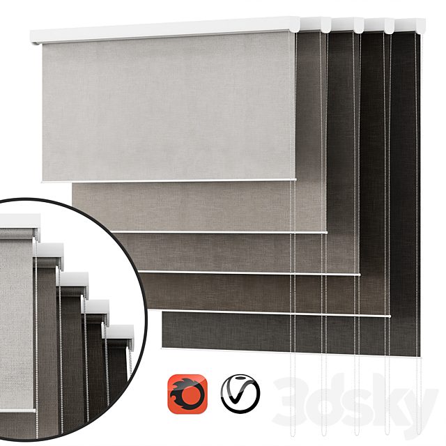 Roller blinds set 01 vray | corona