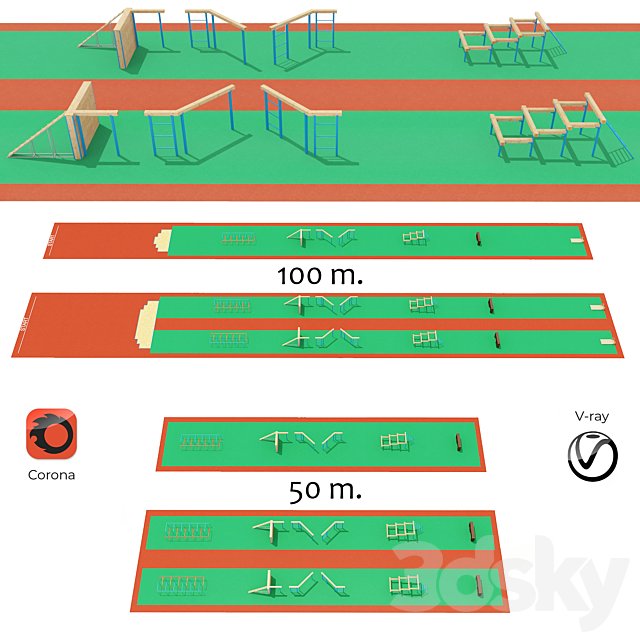 Obstacle course with rubber crumb coating