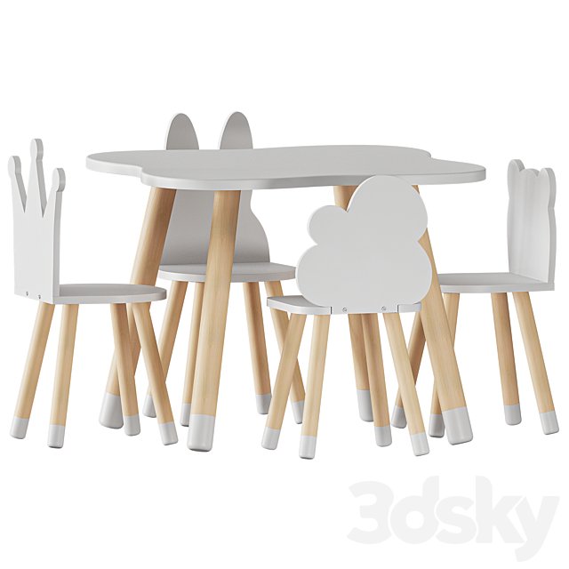 FUN Wooden Kids Table and Chairs Set