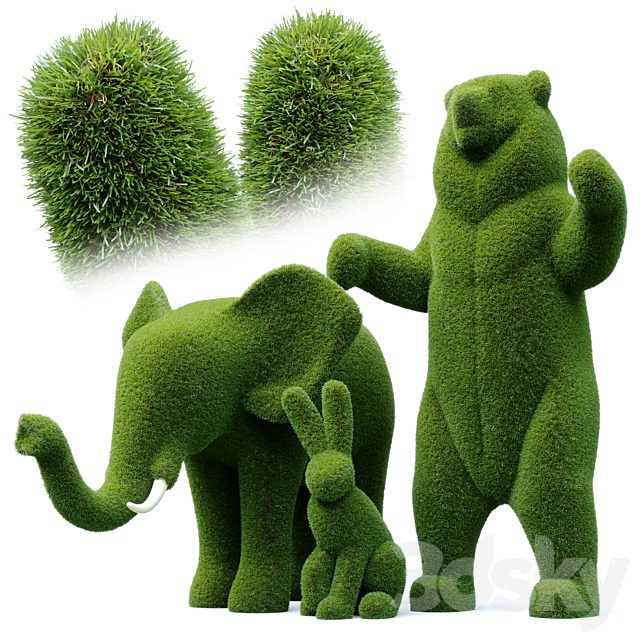 Topiary "Bacho" Bear Hare and Elephant