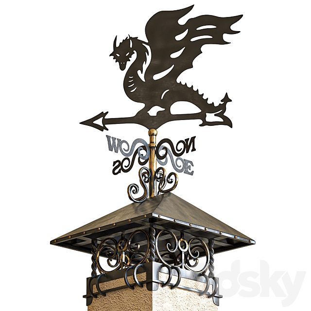 Chimney on a pipe with a weather vane