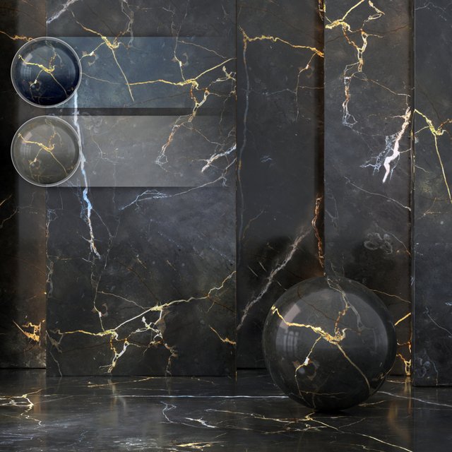 3 Imperial Gold Black Marble (Seamless - Tileable)