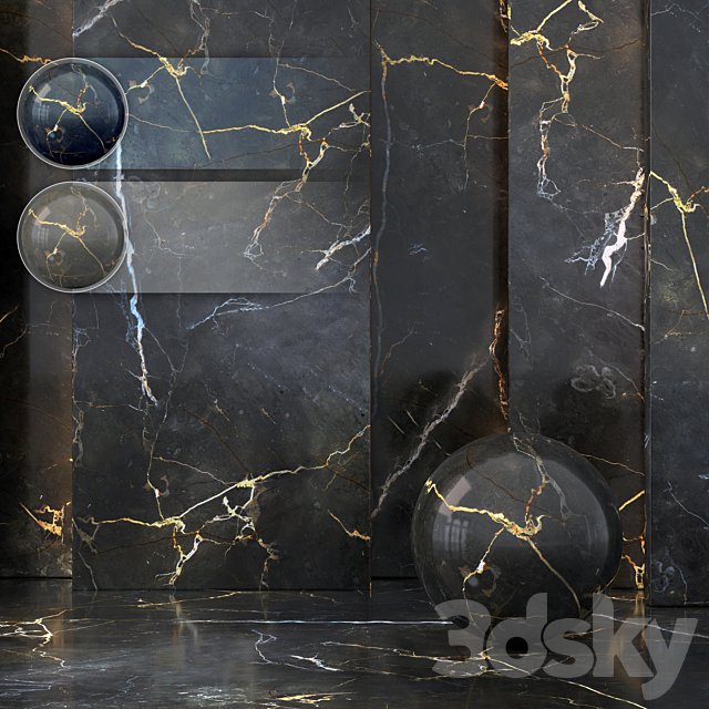 3 Imperial Gold Black Marble (Seamless - Tileable)