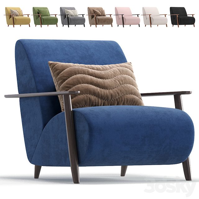 Armchair Marthan Beige Velvet By Barcelona Design 8 Colors Version